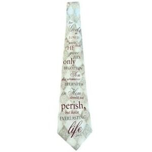 Eagles Wings Mens John 3:16 Scripture Silk Necktie Beige Harlequin Bible Verse